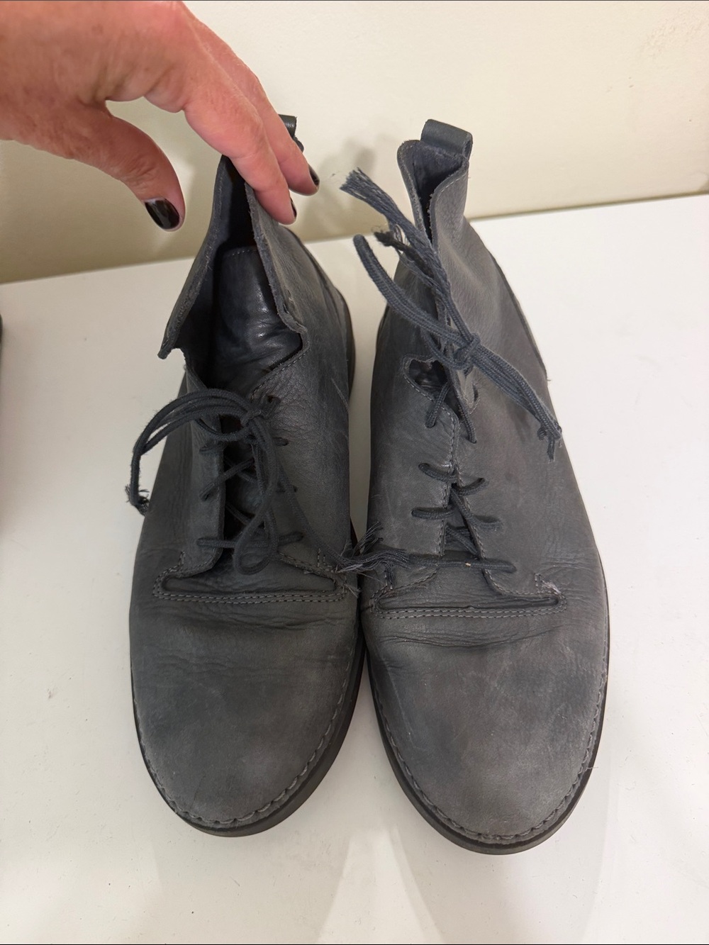 Clarks Women's Gray Lace-Up Leather Boots
